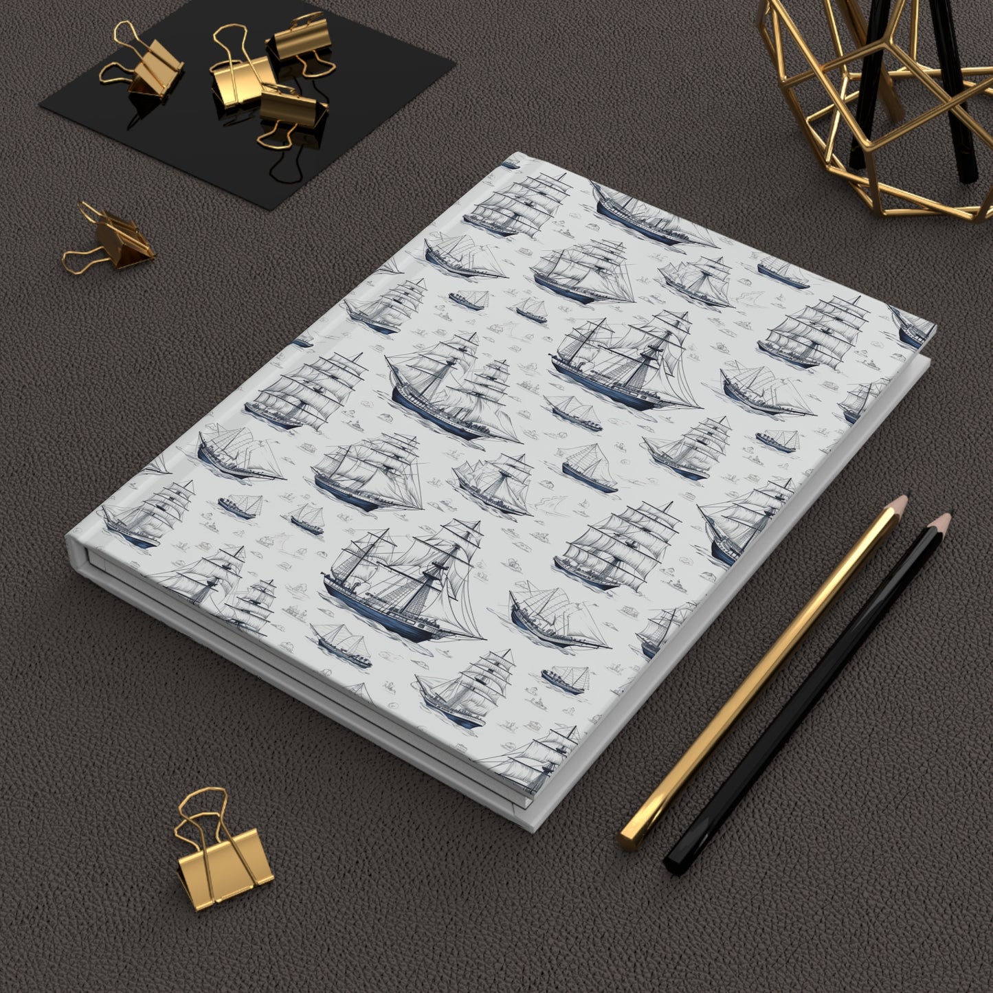 Clipper Ship Design Hard Cover Journal