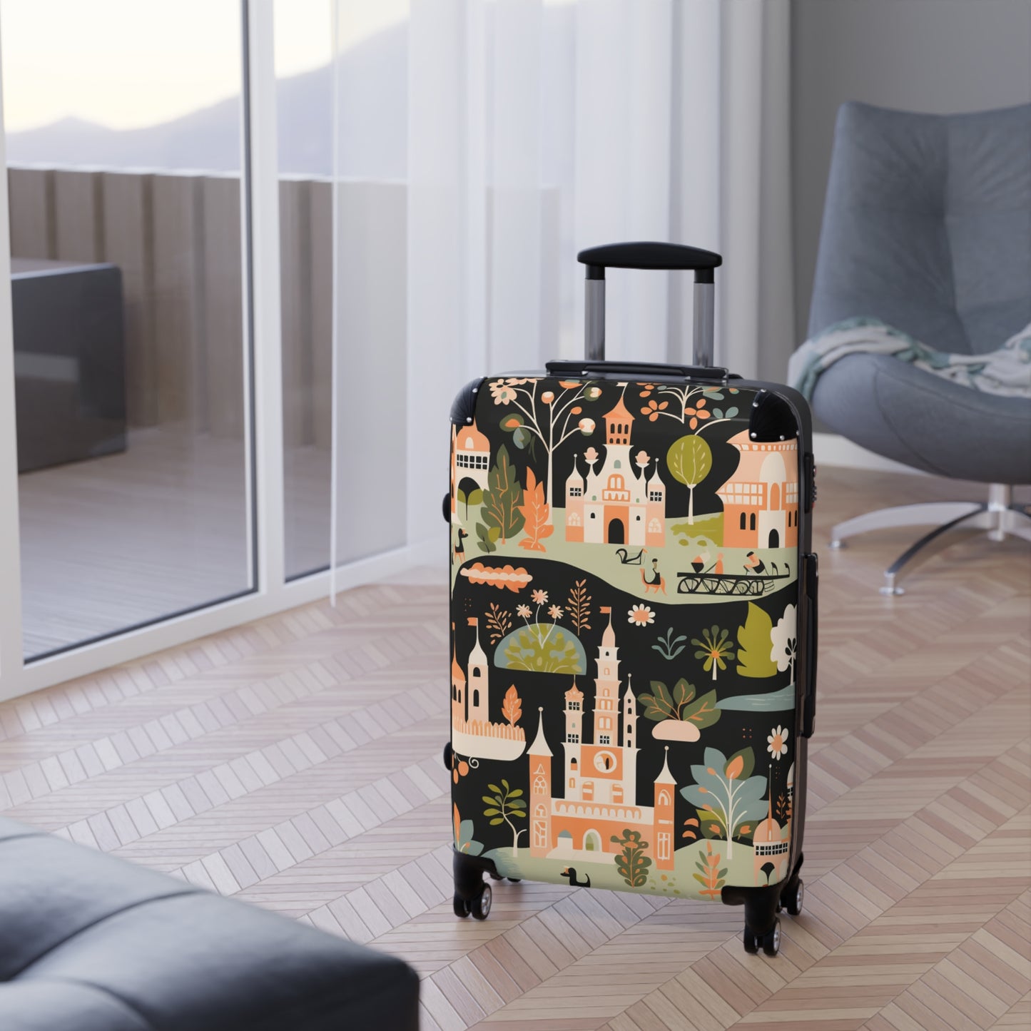Mary Blair Inspired Printed Hardshell Suitcase with Thailand Design