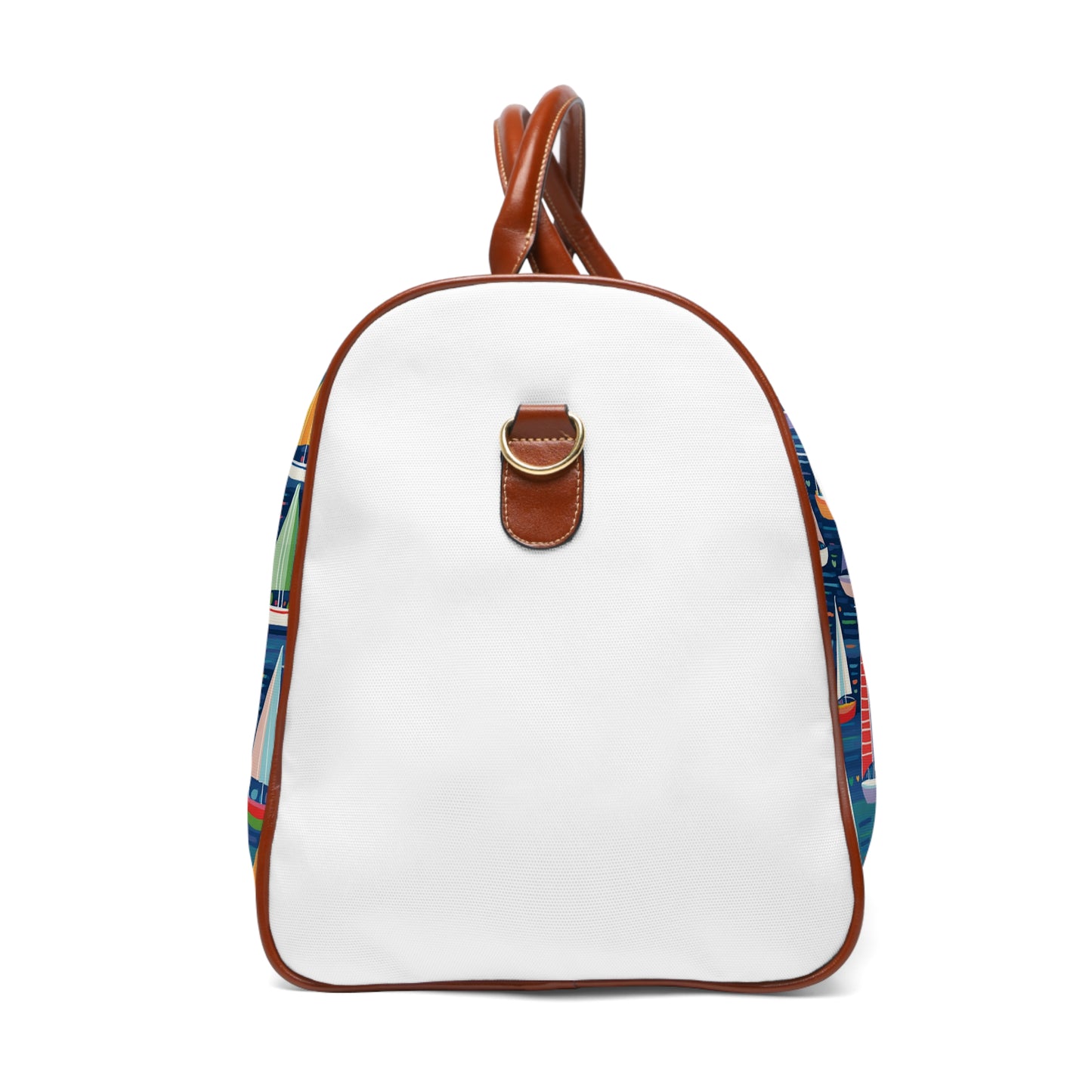Colorful Sailboats on a Blue Sea Waterproof Travel Bag