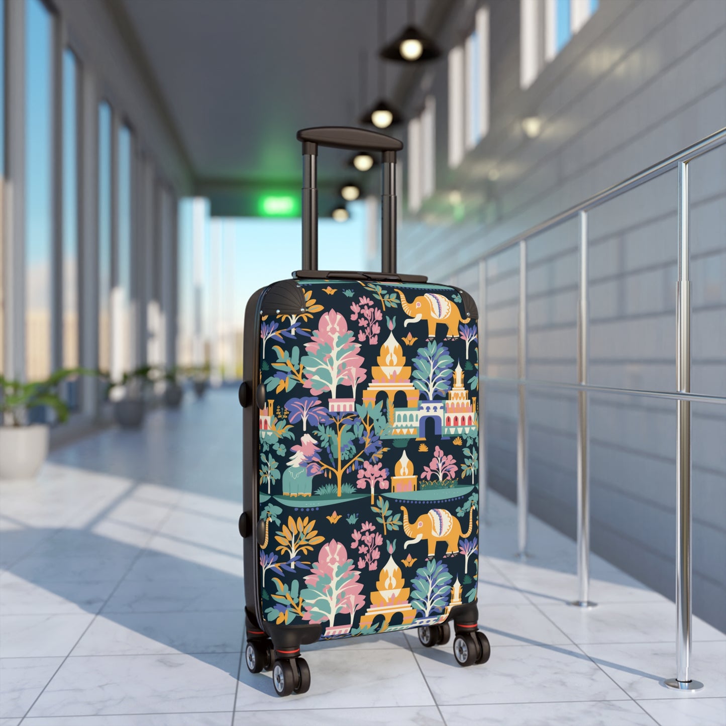 Mary Blair Inspired Thai Elephants and Temples Hardshell Suitcase