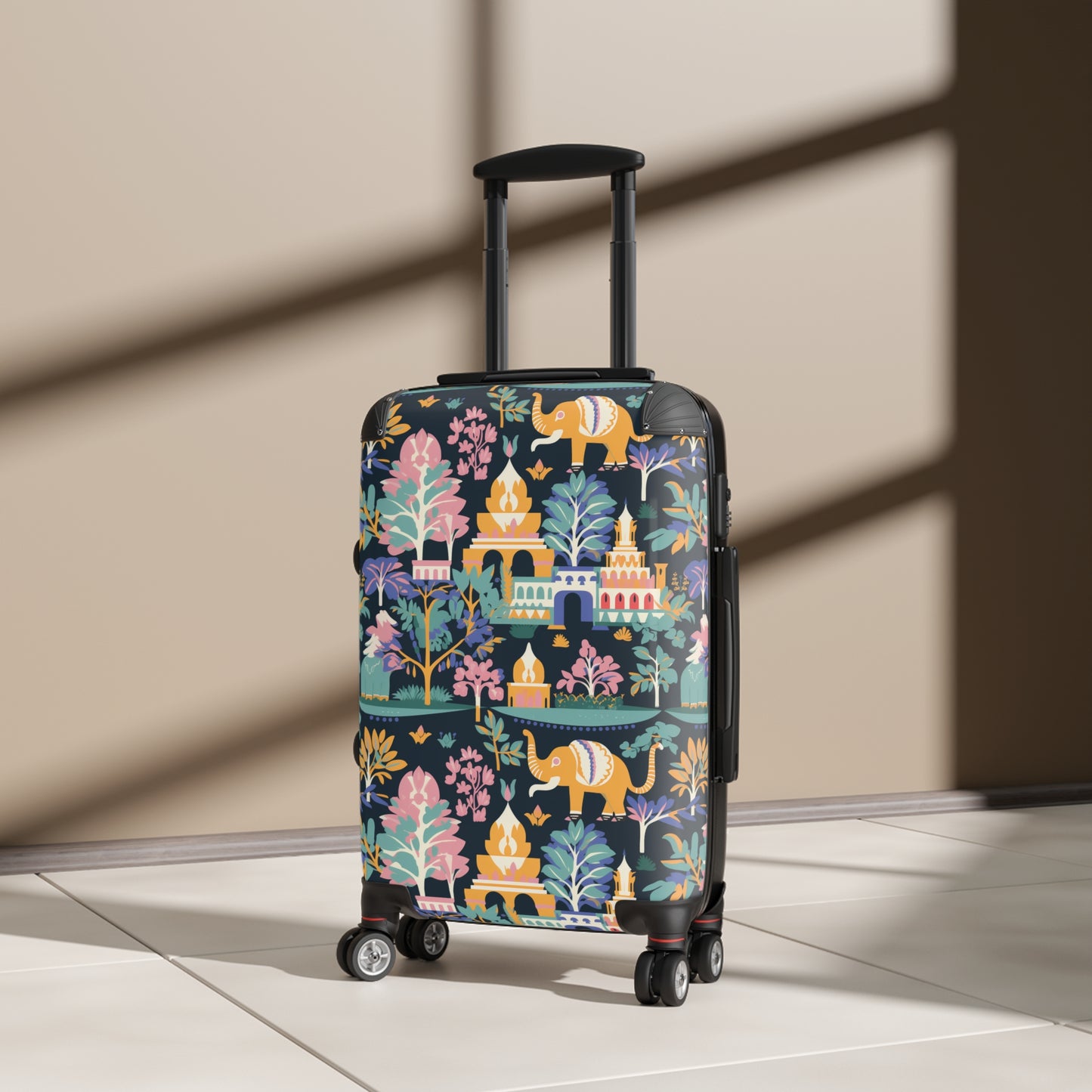 Mary Blair Inspired Thai Elephants and Temples Hardshell Suitcase