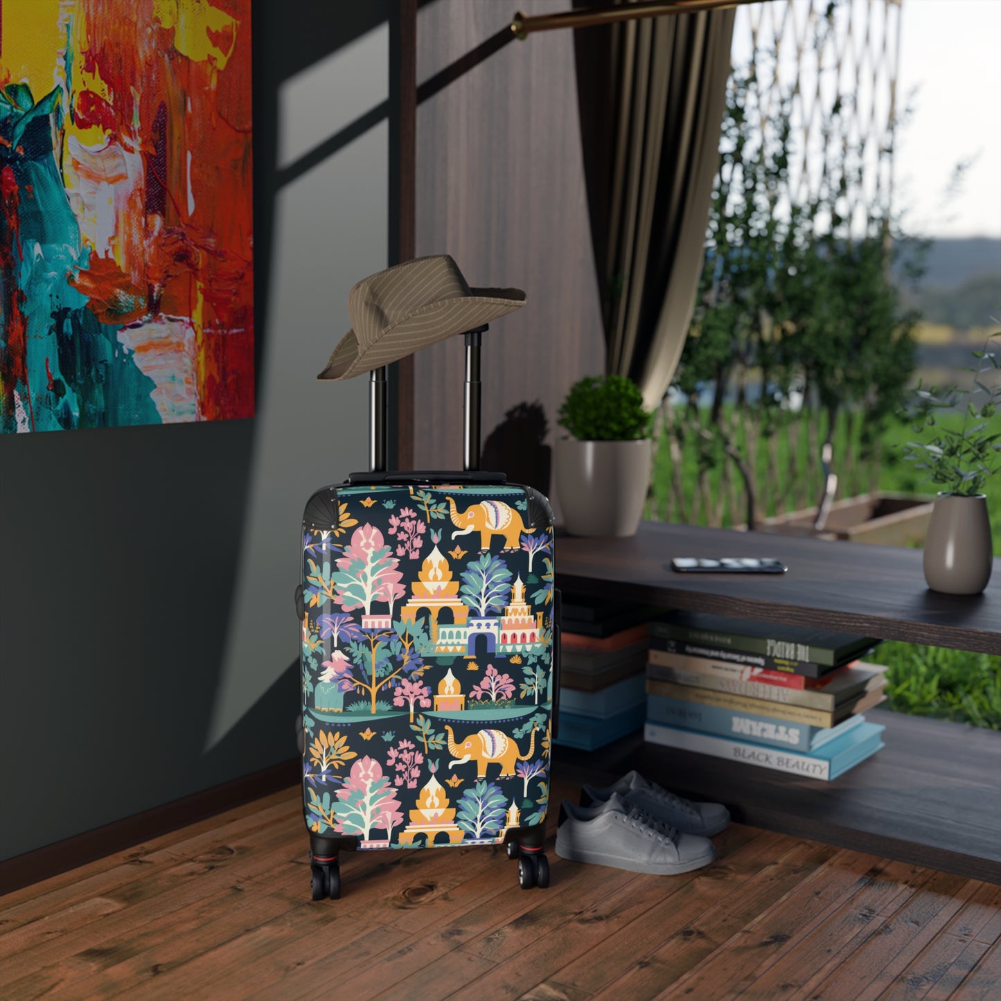 Mary Blair Inspired Thai Elephants and Temples Hardshell Suitcase